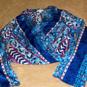 NWOT Vibrant Blue Floral Blouse